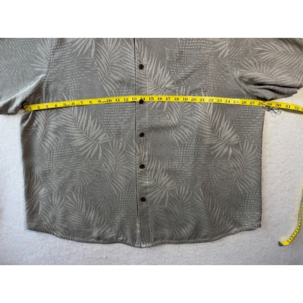 Tommy Bahama Mens Grey 100% Silk Palm Leaf Jacquard Short Sleeve Button Shirt 2X - Picture 4 of 8